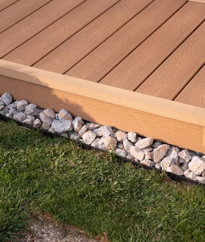 Composite,Wpc,Terrace,Decking,With,Step,And,Corner,Trim,,Garden